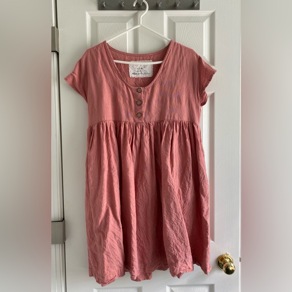 Not perfect linen salmon blush mini mama dress maternity tunic